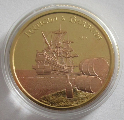 Antigua & Barbuda 2 Dollars 2018 EC8 Caravel Gilded 1 Oz Silver