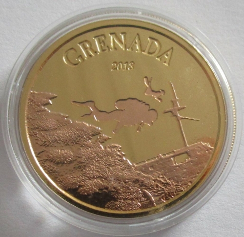 Grenada 2 Dollars 2018 EC8 Shipwreck Gilded 1 Oz Silver