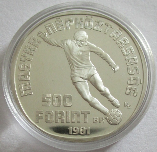 Ungarn 500 Forint 1981 Fußball-WM in Spanien Spielfeld PP