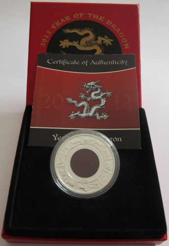 British Virgin Islands 10 Dollars 2012 Lunar Dragon Opal Silver