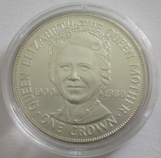 Isle of Man 1 Crown 1980 The Queen Mother Silver BU