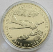 Liberia 5 Dollars 2000 History of America Attack on Pearl...