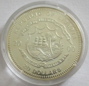 Liberia 20 Dollars 2000 European Capitals Stockholm Silver