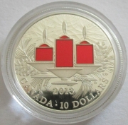 Canada 10 Dollars 2013 Holiday Candles 1/2 Oz Silver