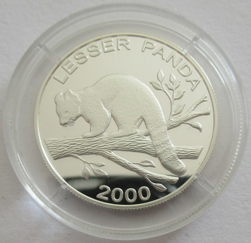 Laos 500 Kip 2000 Wildlife Red Panda Silver
