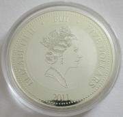 Fiji 5 Dollars 2011 Zoom New York 2 Oz Silver