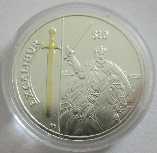 British Virgin Islands 10 Dollars 2013 Legendary Weapons Excalibur Silver