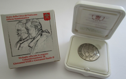 Vatican Medal 2014 Canonization of Pope John XXIII & John Paul II Silver