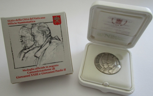 Vatikan Medaille 2014 Heiligsprechung der Päpste Silber