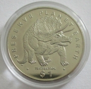Eritrea 1 Dollar 1993 Dinosaurs Triceratops