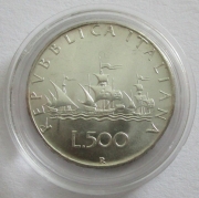 Italy 500 Lire 1958 Caravels Silver