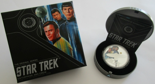 Tuvalu 2 Dollars 2019 Star Trek Enterprise & Crew 2 Oz Silver