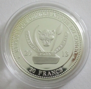 DR Congo 30 Francs 2013 Wildlife Snapping Turtle Silver