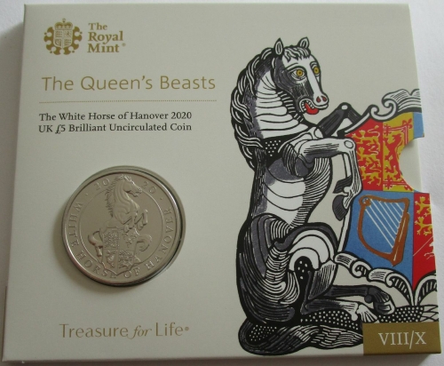 United Kingdom 5 Pounds 2020 Queens Beasts White Horse of Hanover BU