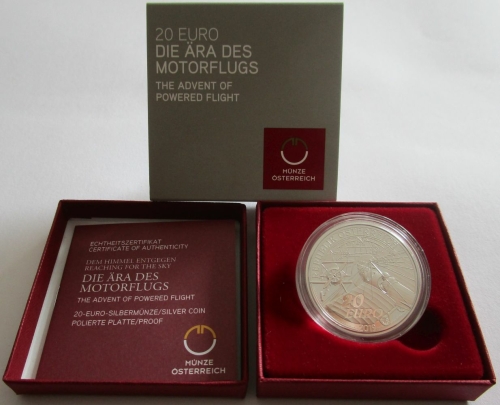 Austria 20 Euro 2019 Reaching for the Sky: The Advent of Powered Flight 2/3 Oz Silver