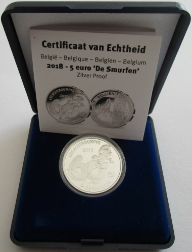 Belgium 5 Euro 2018 60 Years Smurfs Silver