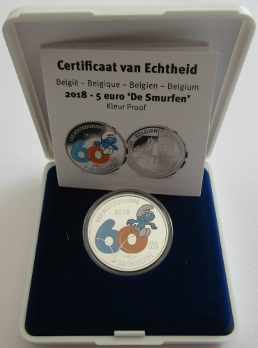 Belgien 5 Euro 2018 60 Jahre Schlümpfe Koloriert