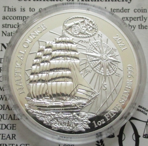 Rwanda 50 Amafaranga 2021 Ships Sedov 1 Ounce Silver Proof