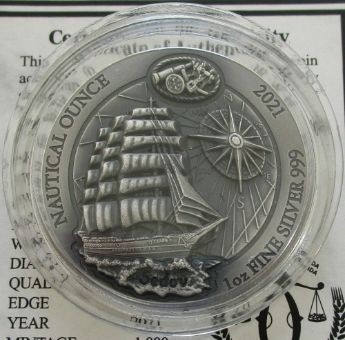 Rwanda 50 Amafaranga 2021 Ships Sedov 1 Ounce Silver High Relief