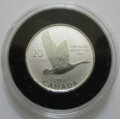 Canada 20 Dollars 2014 Twenty for Twenty Canada Goose 1/4 Oz Silver