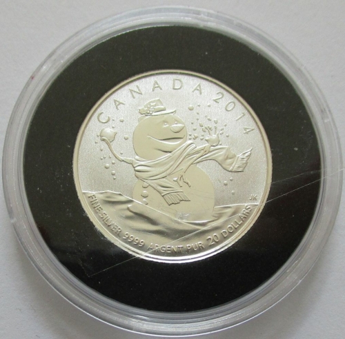 Canada 20 Dollars 2014 Snowman 1/4 Oz Silver