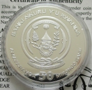 Rwanda 50 Amafaranga 2022 Wildlife Pelican 1 Oz Silver Proof