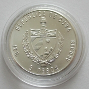 Cuba 5 Pesos 1988 Football World Cup in Mexico Silver
