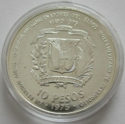Dominikanische Republik 10 Pesos 1975 Notenbankkonferenz BU