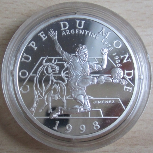 France 10 Francs 1997 Football World Cup Argentina Silver