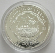 Liberia 10 Dollars 2005 Football World Cup in Germany GDR Silver