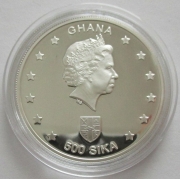 Ghana 500 Sika 2004 Football World Cup in Mexico Silver