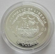 Liberia 10 Dollars 2003 Football World Cup in Germany Silver