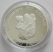 Congo 1000 Francs 2001 Football World Cup in Mexico Silver