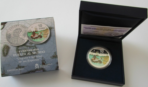 Spain 10 Euro 2021 500 Years Circumnavigation Spice Islands Silver