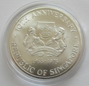 Singapore 10 Dollars 1975 10 Years Independence Silver BU