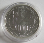 France 100 Francs 1985 100 Years Germinal by Émile Zola Silver BU