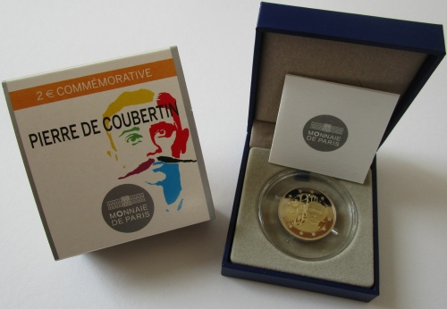 France 2 Euro 2013 Pierre de Coubertin Proof