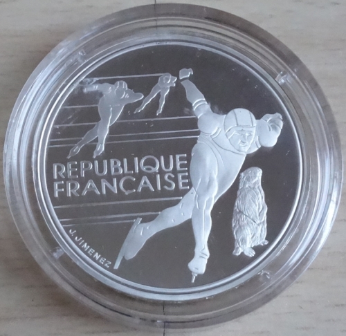 Frankreich 100 Francs 1990 Olympia Albertville Eisschnelllauf