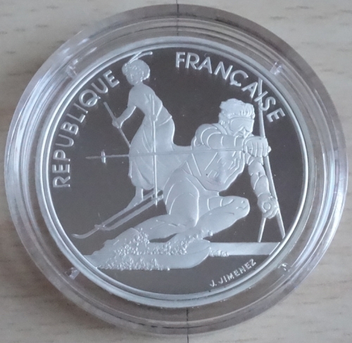 France 100 Francs 1990 Olympics Albertville Alpine Skiing Silver