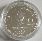 Frankreich 100 Francs 1991 Olympia Albertville Skispringen