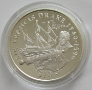 British Virgin Islands 10 Dollars 2004 Ships Francis Drake Silver