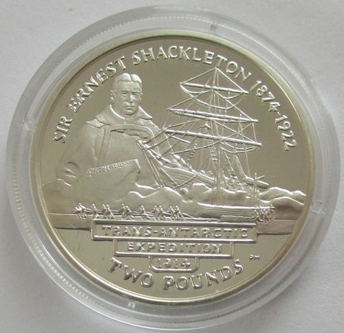 South Georgia & South Sandwich Islands 2 Pounds 2004 90 Years Endurance Expedition Silver