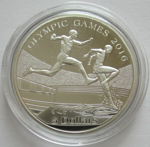Solomon Islands 5 Dollars 2013 Olympics Rio de Janeiro Steeplechase Silver