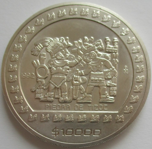 Mexiko 10000 Pesos 1992 Präkolumbische Ära Piedra de Tizoc