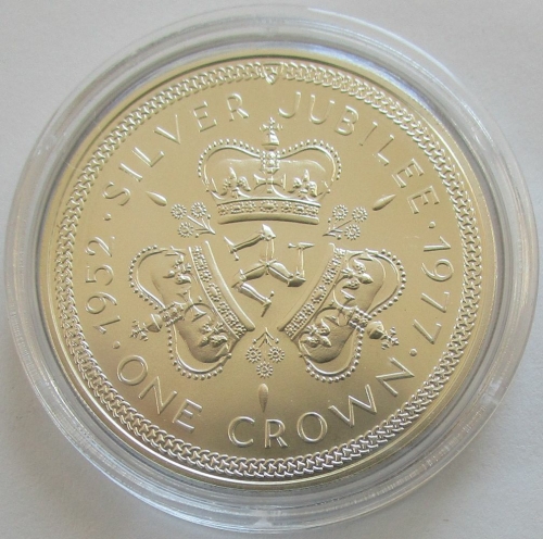 Isle of Man 1 Crown 1977 Silver Jubilee Triskelion Silver BU