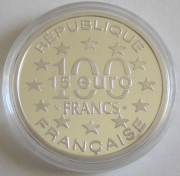 France 100 Francs = 15 Euro 1996 Grand-Place in Brussels Silver