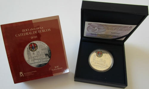 Spain 10 Euro 2021 800 Years Burgos Cathedral Silver