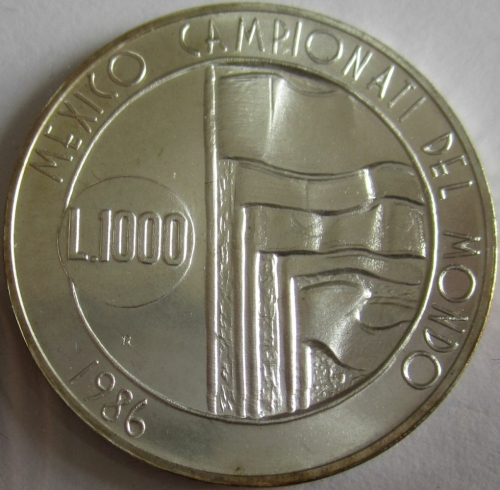 San Marino 1000 Lire 1986 Fußball-WM in Mexiko BU