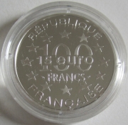 France 100 Francs = 15 Euro 1996 St. Stephens Cathedral in Vienna Silver