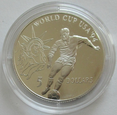 Niue 5 Dollars 1991 Football World Cup in the USA Silver